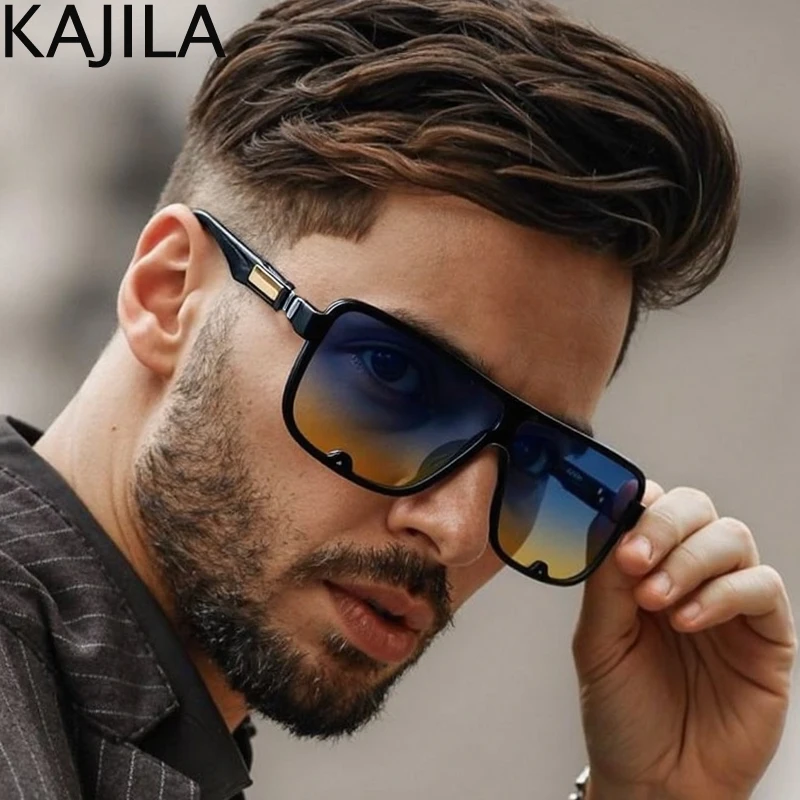 Oversized Square Shield Polarized Sunglasses Men Big Frame  display picture 1