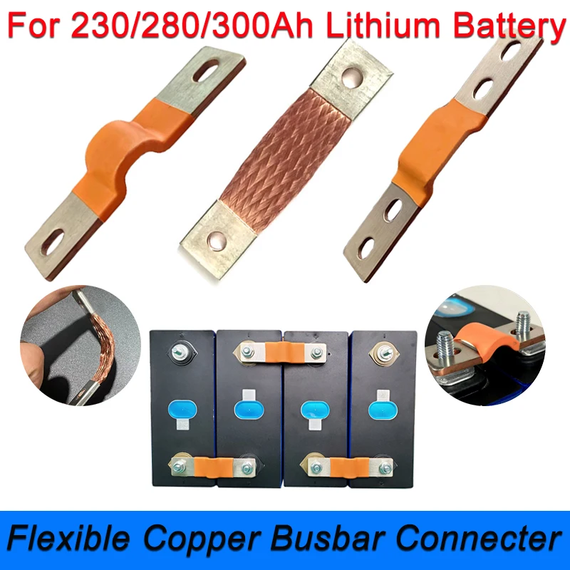 1/2/3/4/8pcs 12V Busbar Lifepo4 Battery Flexible Copper Connector 56mm 74mm for 230Ah 280Ah 300Ah Lifepo4 Battery Use