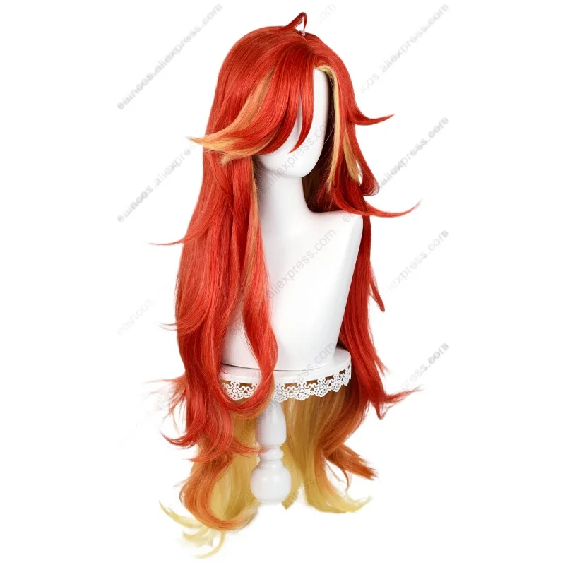 Pyro Archon Mavuika Cosplay Wig 100cm Long Heat Resistant Synthetic Hair