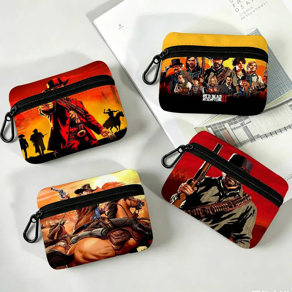 Game R-Red Dead-R-Redemptions 2 Mini Hanging Oxford Cloth Coin Bag Durable Zipper Key Card Pouch With Carabiner