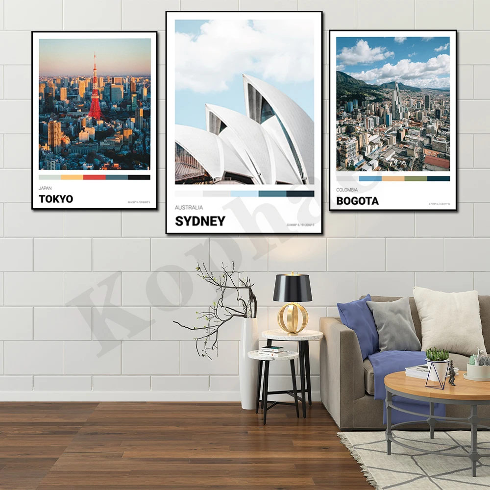 Beijing Sydney Tokyo Seoul Cairo Bali Bogota Buenos Aires. City Travel Scenery. Home Wall Decor Art Canvas Painting