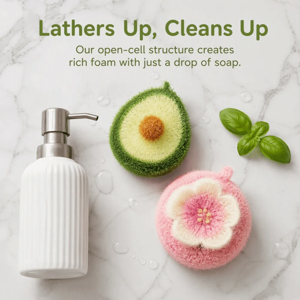 Avocado Shaped Dish Sponge Creative Absorbent Scouring Pads Thick Durable Non-stick Oil Kitchen Cleaning Towel Dishwashing