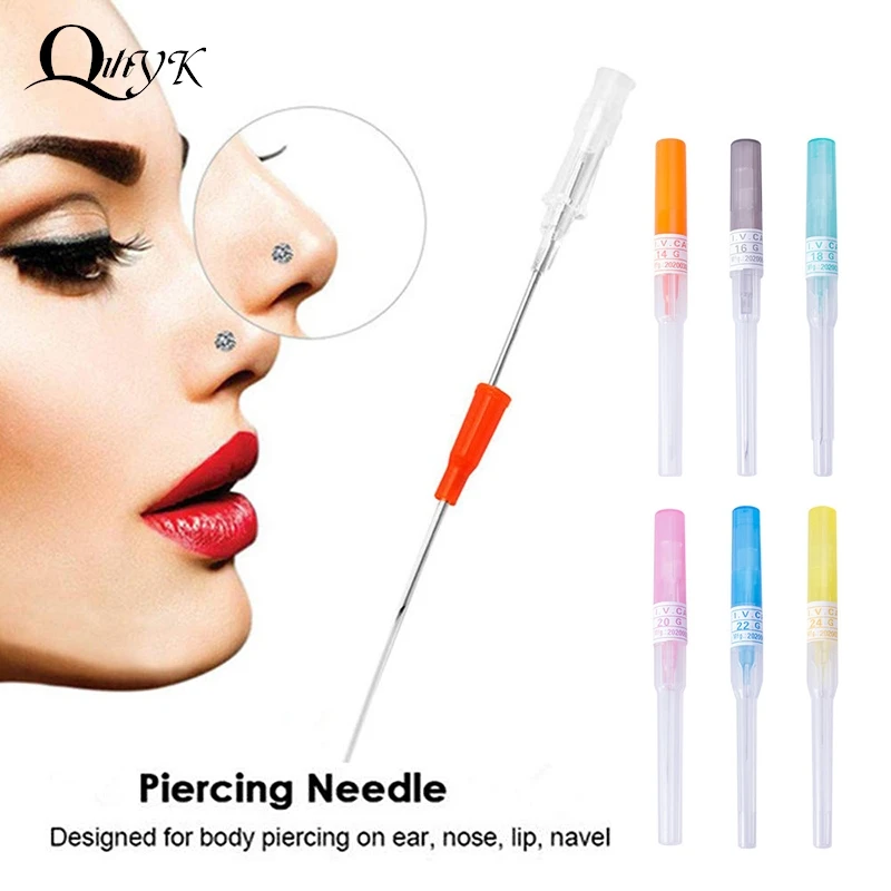 6pcs 14G 16G 18G 20G 22G 24G Tattoo Piercing Needles Surgical Steel Catheter Body Piercing Needles Sterilized Tattoo Needles