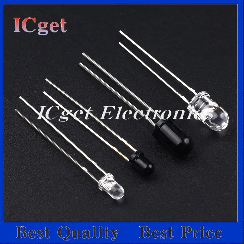 50pairs LED 3mm 5mm 940nm IR Infrared Emitting & Receiving Diode Round Tube Light 5mm 940nm