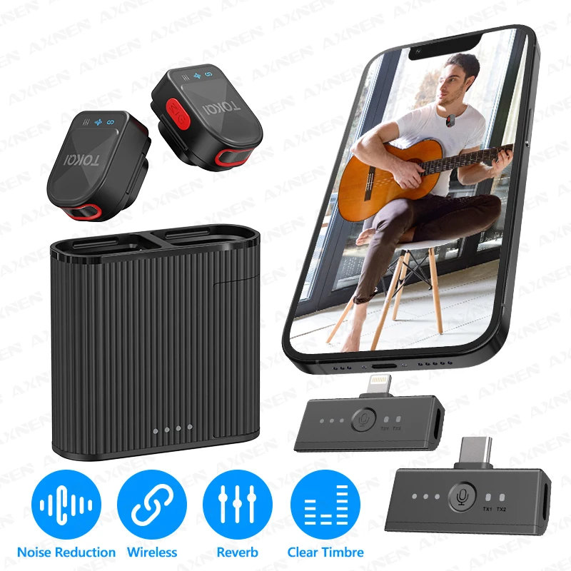H01 Mini Wireless Lavalier Microphone Professional 360° Pickup with Noise Reduction, for iPhone Lightning Android Type-C Devices