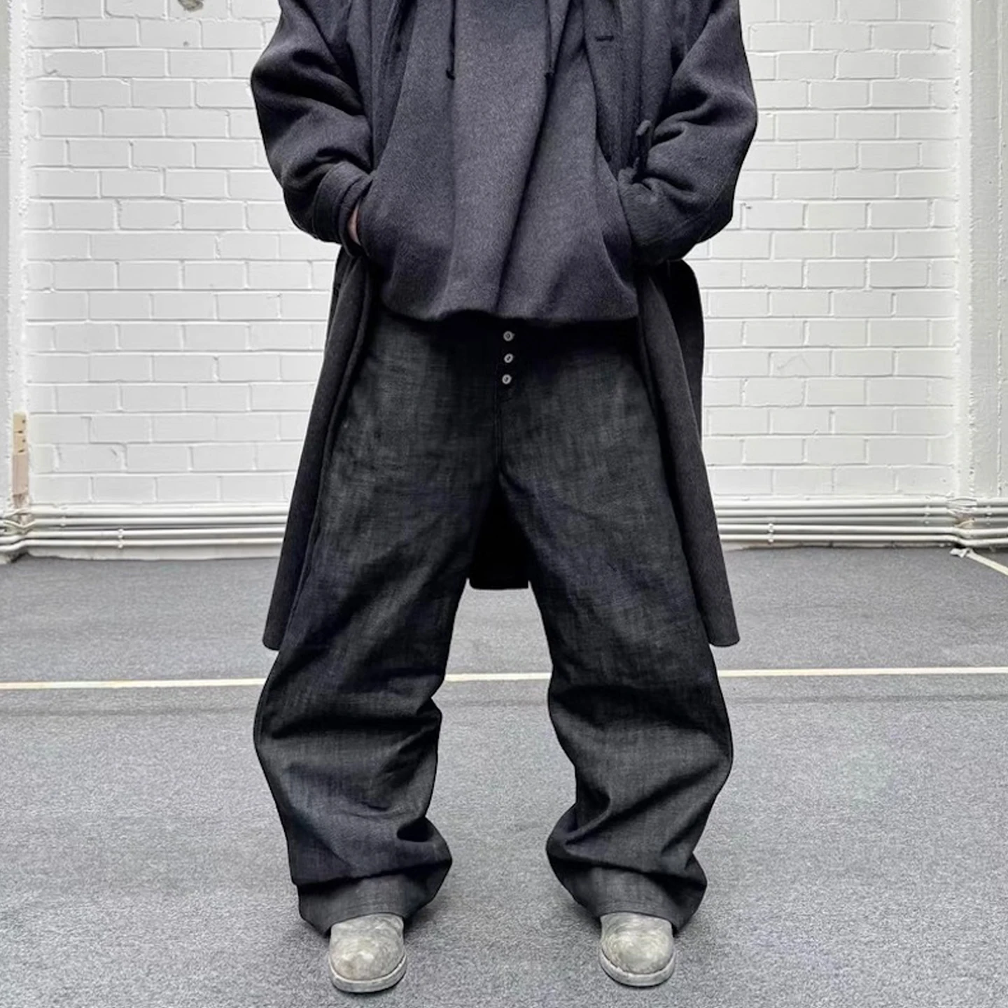 

Мужские джинсы American Sle No Faith Studios Curved Blade 3D Baggy Original Denim, модные, широкие, с прямым кроем, средней посадкой, длинные, прямые штанины