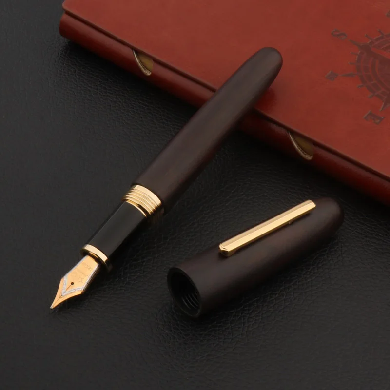 

Luxury JinHao 9056 Ebony wood Fountain pen Men Golden EF Calligraphy Stationery Office Supplies Ink Pens For Writing