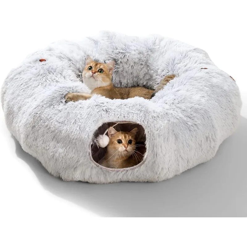 Imagem -06 - Túnel de Gato de Pelúcia com Cama para Gatos Indoor Brinquedos Multifuncionais Pequeno Médio Grande Inverno