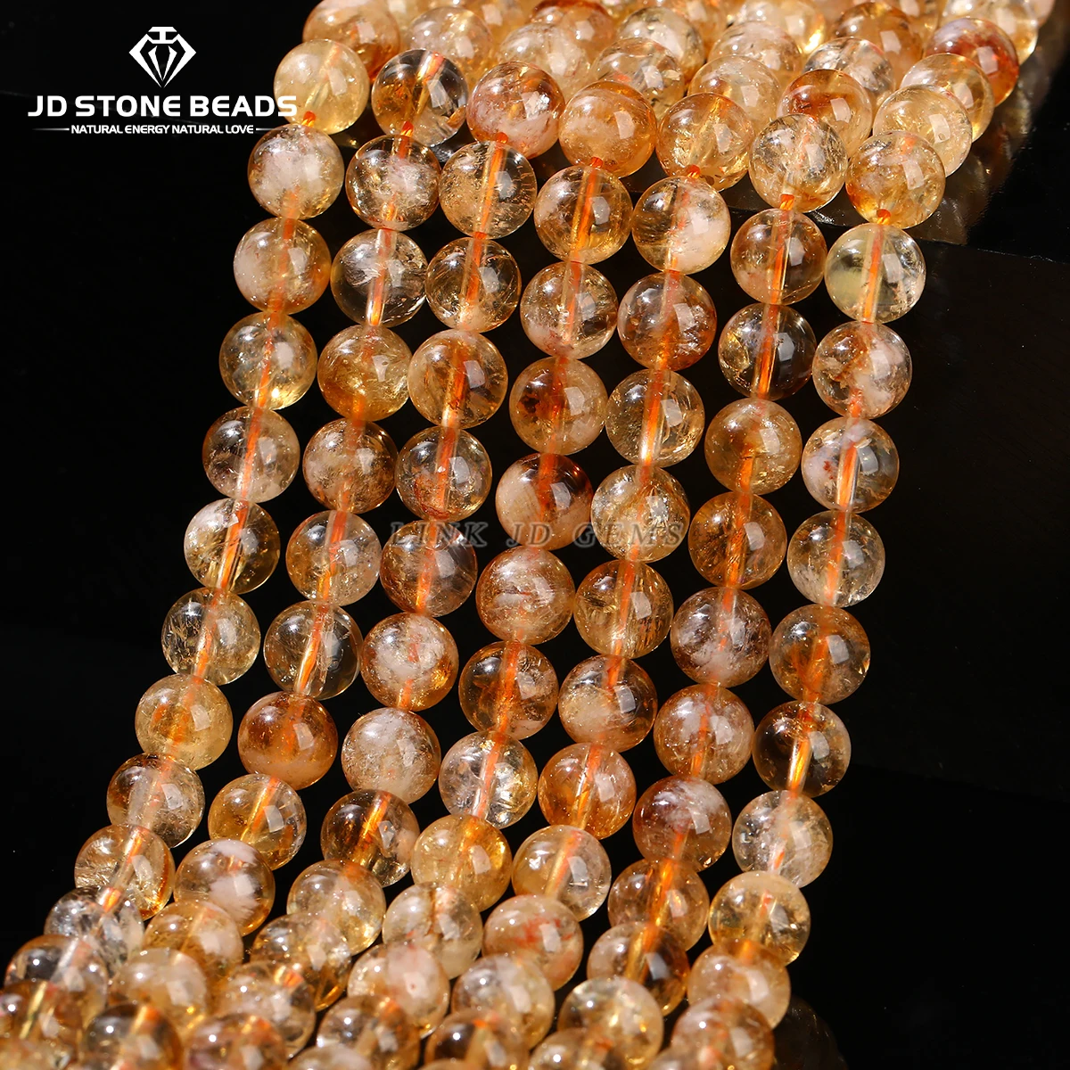 5A Quality Natural Stone Golden Quartz Citrine Bead Round Loose Spacer Bead for Jewelry Making DIY Bracelet Necklace Accessory
