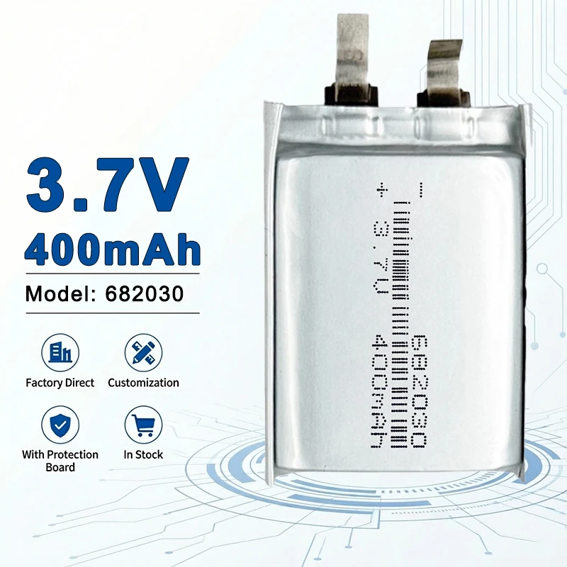 682030 3.7V 400mAh Low Self-Discharge High Stability Lithium Polymer Battery for Remote Controls Small Medical Devices 701225