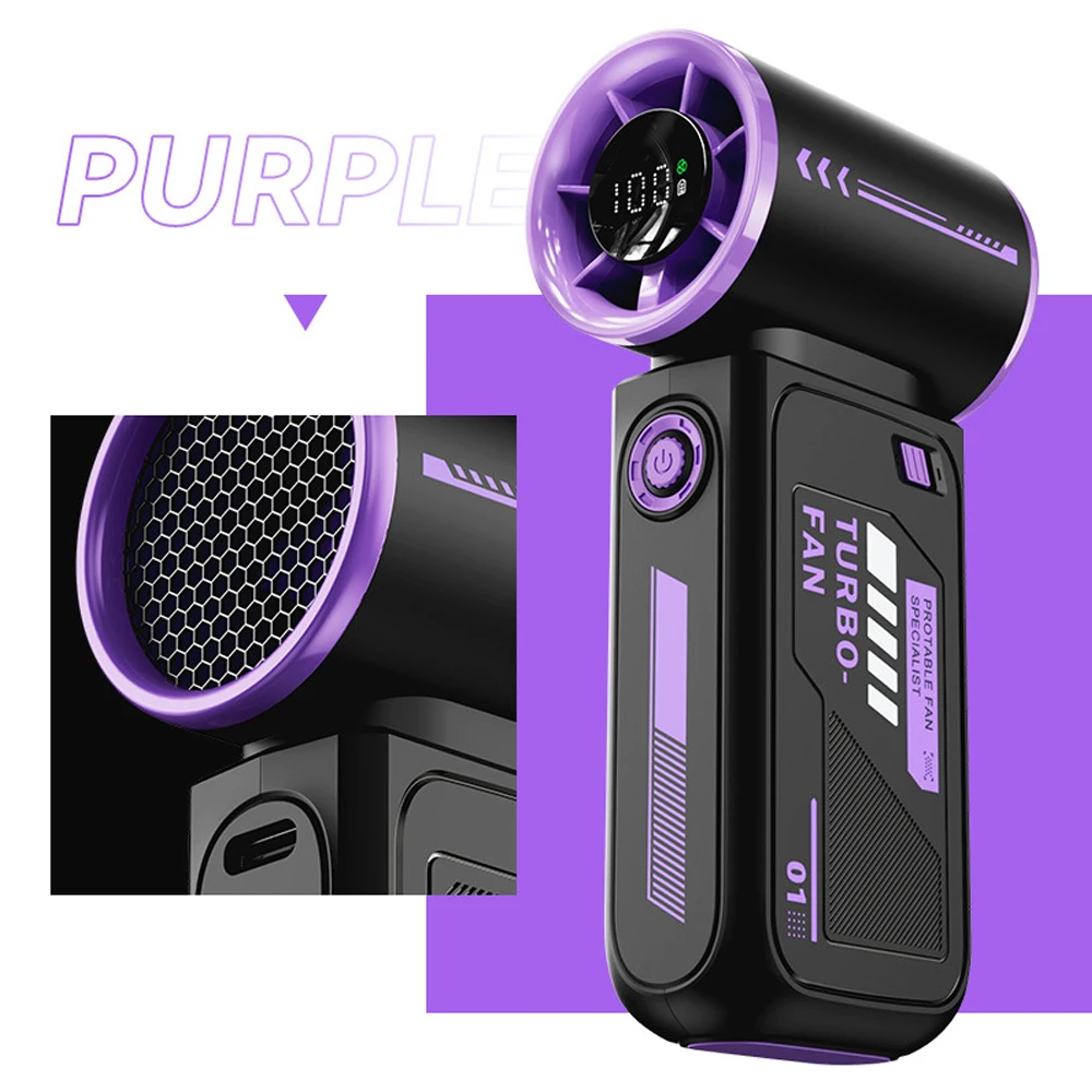 

Mini Handheld Fan Portable 100 Wind Speed Mecha Style High Speed Turbo Fan USB Charging Electric Wind Cannon For Summer