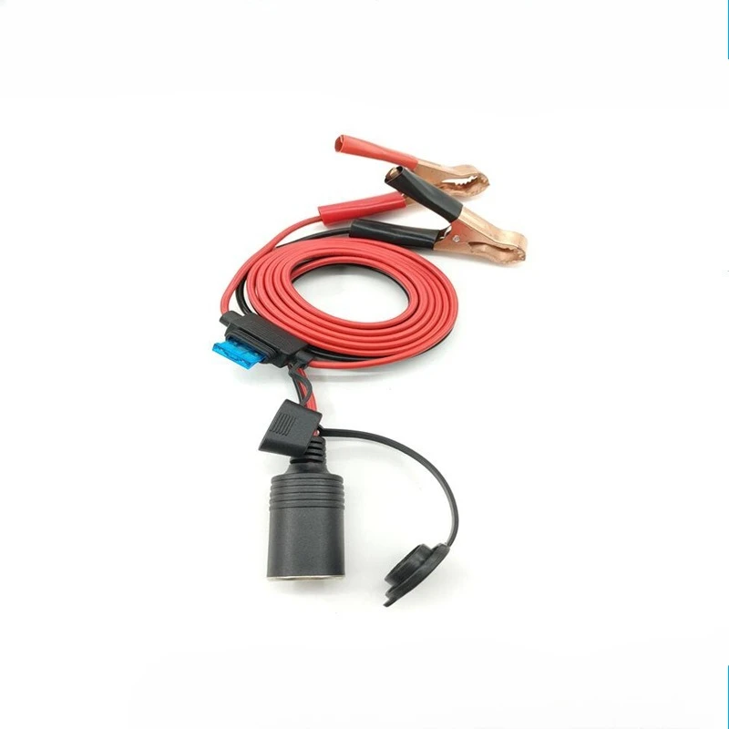 12AW Car Power Cord, 2-core Red and Black Wire Injection-molded Cigarette Lighter Female Socket 30A Fish-clip Wire