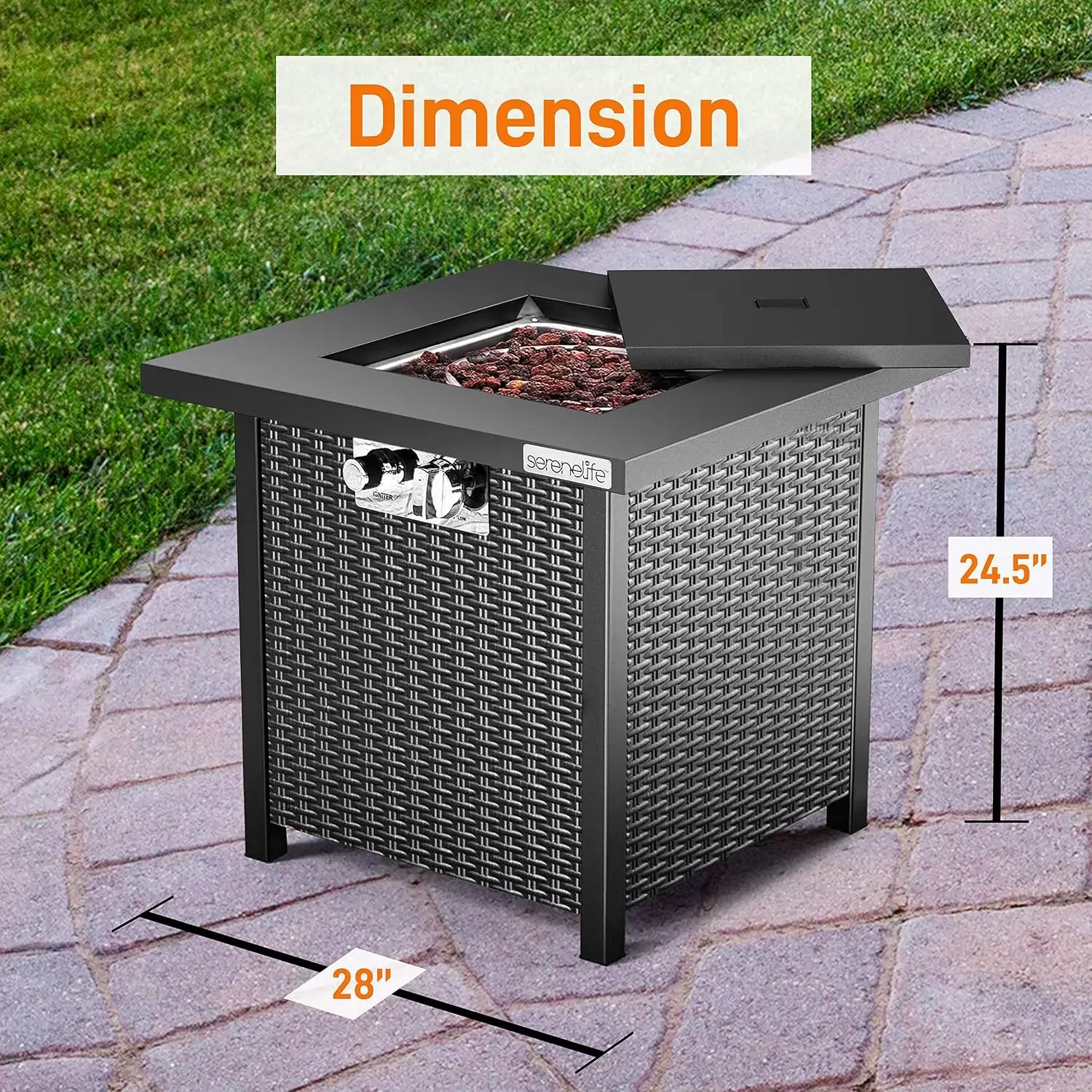 Outdoor Propane Fire Pit Table - CSA Approved Safe 40,000 BTU Pulse Ignition Propane Gas Fire Table - Steel, Customized