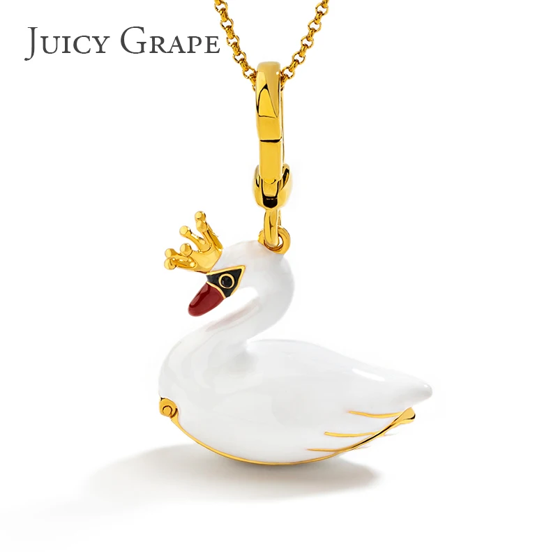 Juicy Grape Heart-Shaped Pendant Adorable Animal Swan Pendant Multifunctional Accessory Sweater Chain Keychain Gift for Friends