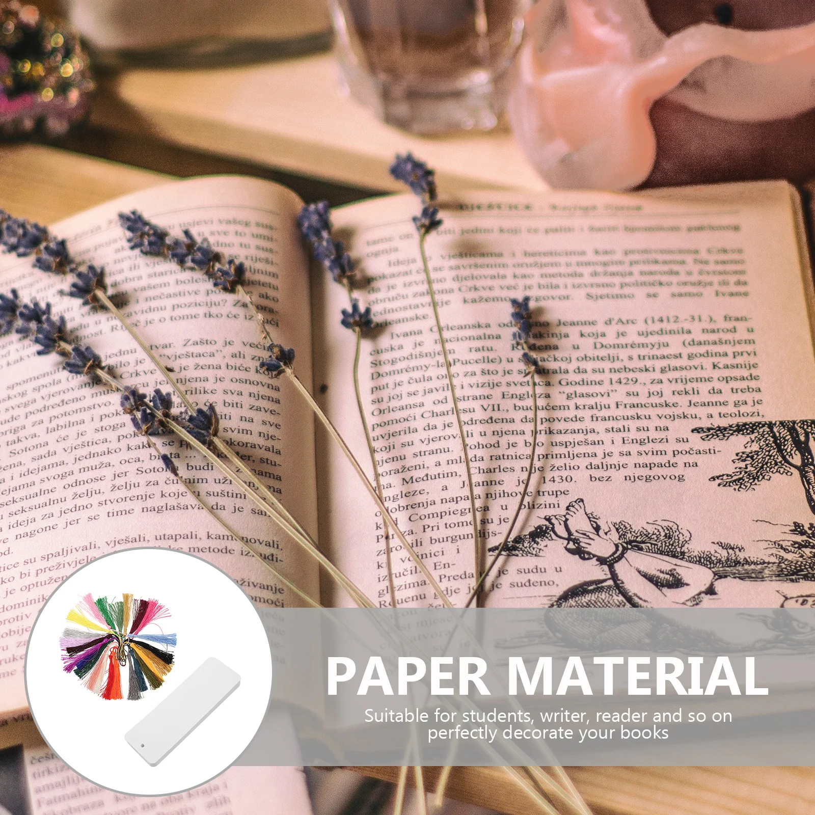 

24Pcs Bookmark Stationery Kit Reusable Paper Book Markers with Tassel Ideal for DIY Projects Graduation Gifts Book Clubs Reading