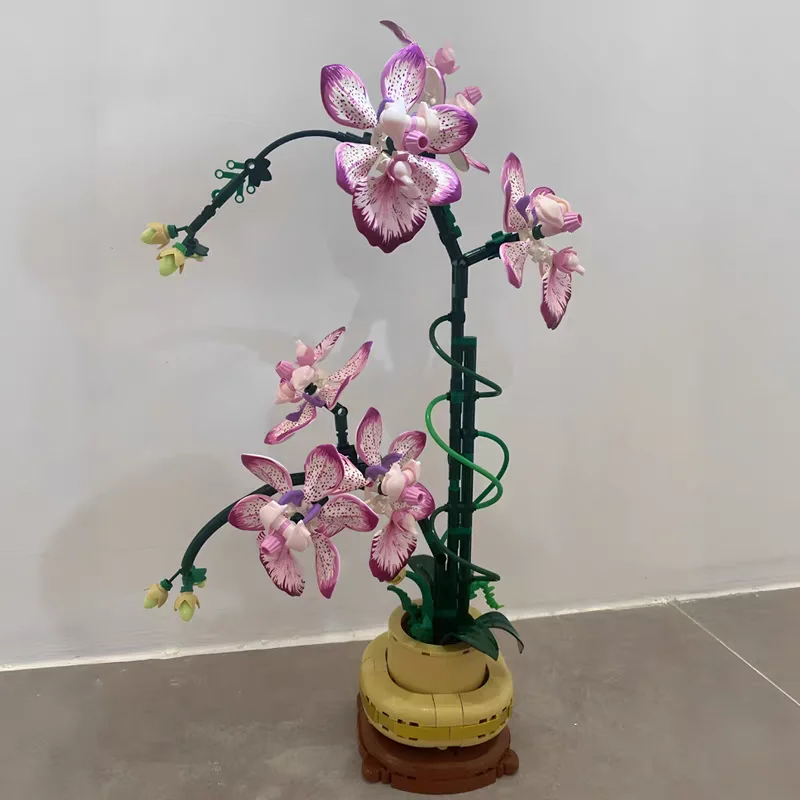 

Orchid Building Blocks Flowers Puzzle Orchid Pot Bonsai Desktop Decoration Bricks for Adults Botanical Collection Christmas