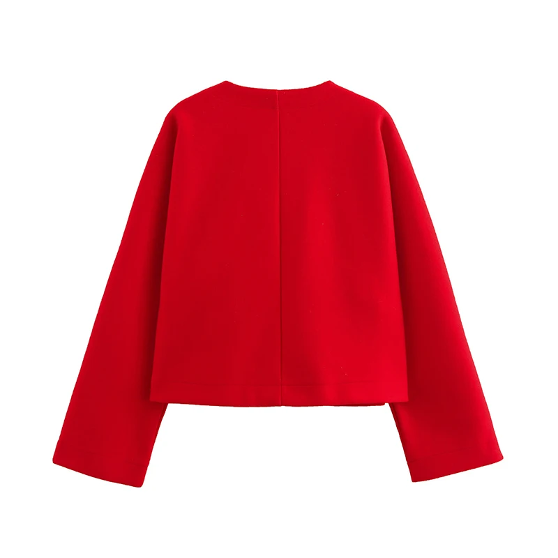 Autumn Winter Women Cross V Neck Long Sleeve Red Knit Sweater Fashion Christmas Crop Pullover Female Jumper