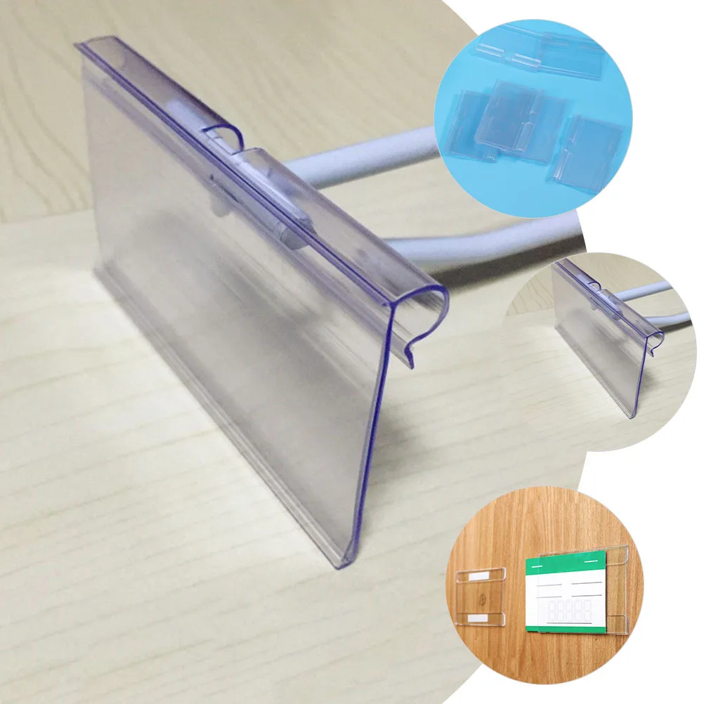 50개 다용도 가격표 홀더 소매 진열대 쉬운 클립 사용 투명 디스플레이 스탠드 상점 라벨 홀더