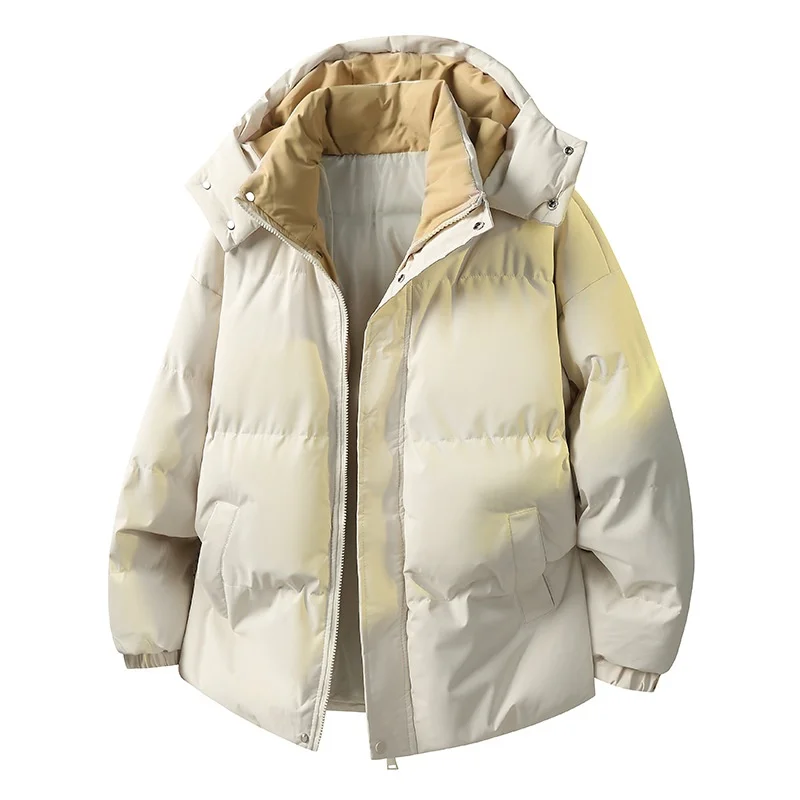 

Новая зимняя модная универсальная трендовая водонепроницаемая теплая хлопковая куртка-пуховик для мужчин с капюшоном, из полиэфирного волокна, толстая