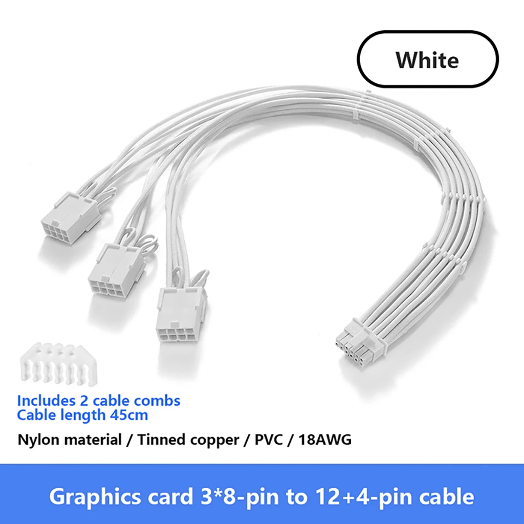 Nylon Sleeved PSU Power Extension Cable 24PIN 4+4PIN 6+2PIN 12VHPWR 12+4‑PIN For Motherboard CPU Graphics Card PC Case Mod Cable