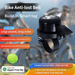 Diebstahlsichere Fahrradklingel aus Kupfer mit MFI Find My Smart Tag, Global Tracking Locator, versteckter Ort für Apple Airtag