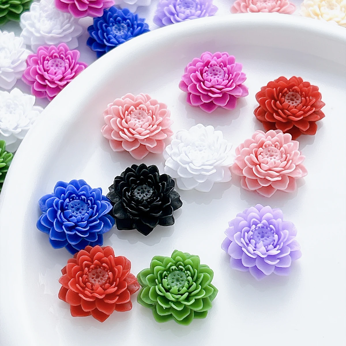 15PCS 3D Creative Simulated Lotus Resin Nail Art Charms New Solid Color Blossoms Nail Accessories for DIY Decorative Ornaments