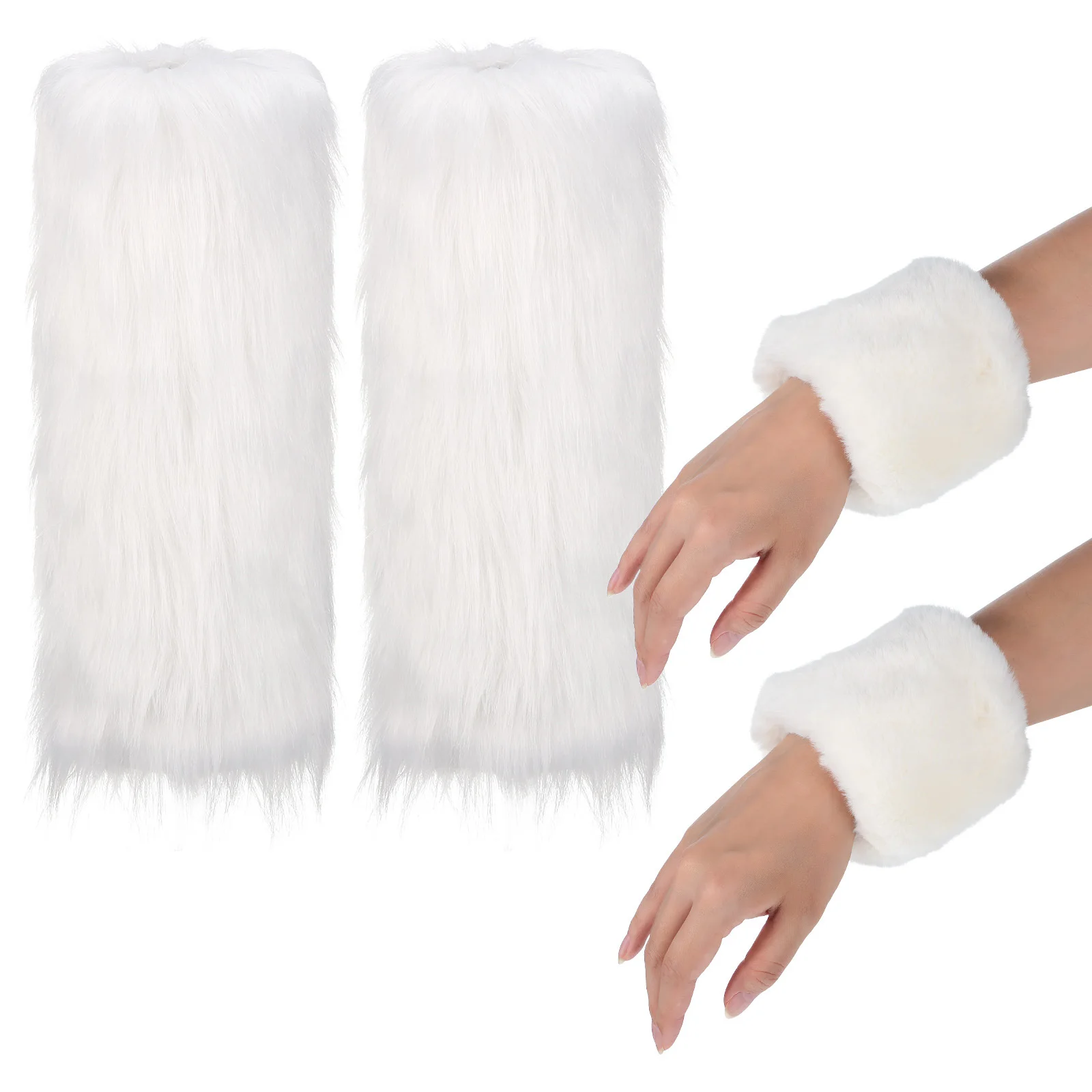 1 Set Costume Furry Leg Warmers Cuff Winter Accessories Leg Warmers Women Wrist Covers Festival Christmas