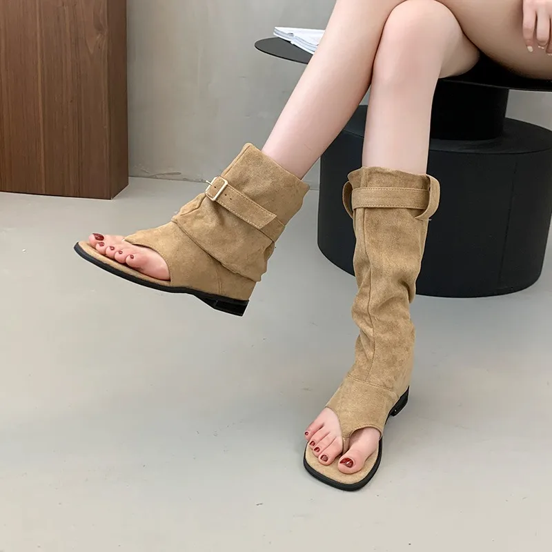 

Women for Ankle Boots Sandals Fad Open Clip Toe Wedges Women for Ankle Boot Retro Style Ladies Causal Ankle Boot Sandalias Mujer
