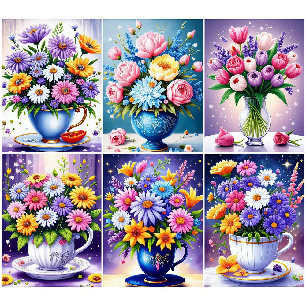 5D-Diamantgemälde, Blume, rund, Diamant-Mosaik, wunderschönes Bild von Strasssteinen, Heimdekoration