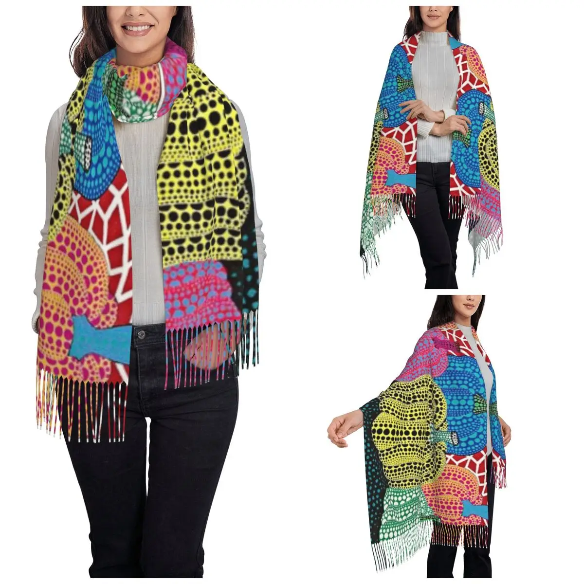 Yayoi Kusama Pumpkin Shawls Wraps for Women Winter Warm Long Soft Scarf Pashmina Shawl Scarves