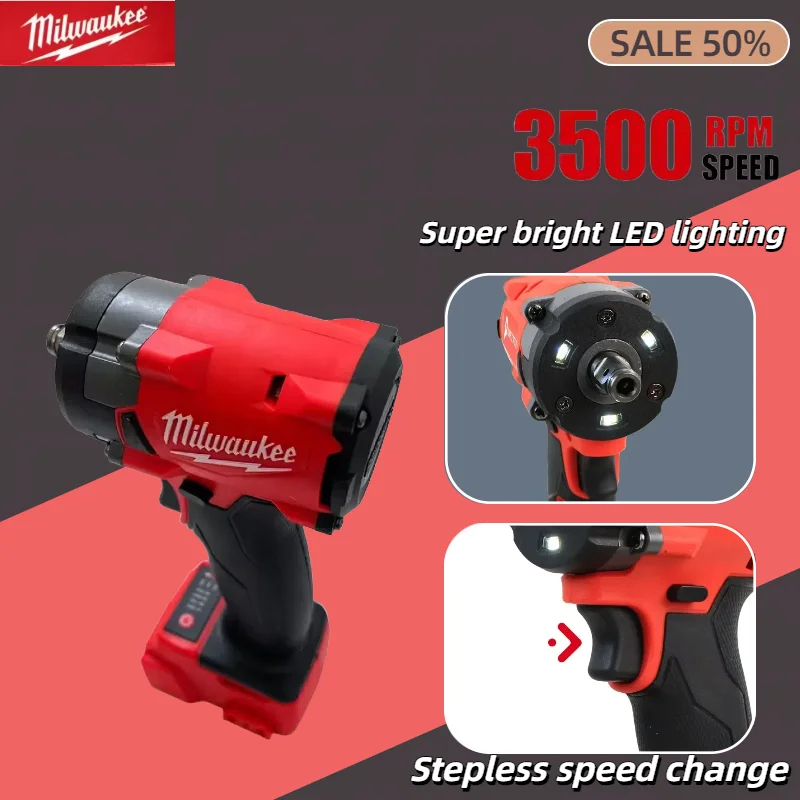 ميلووكي 800NM فرش 1/2 بوصة مفتاح ربط كهربائي مفك براغي لاسلكي وجع سيارة شاحنة إصلاح أدوات كهربائية