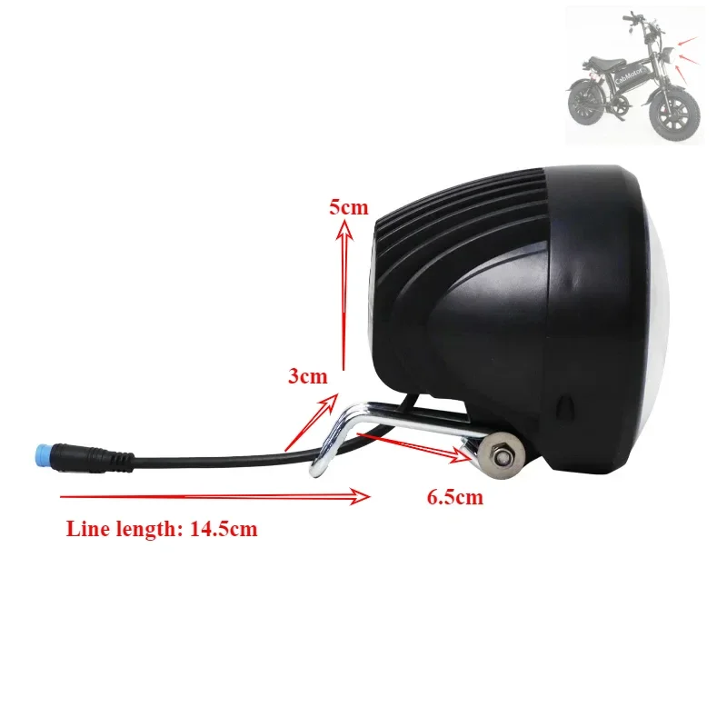 5W Electric Bicycle Headlight  Motorcycle Electric Car LED Light Bright Motorcycle Accessories Suitable for E-Bicycles 24V-72V