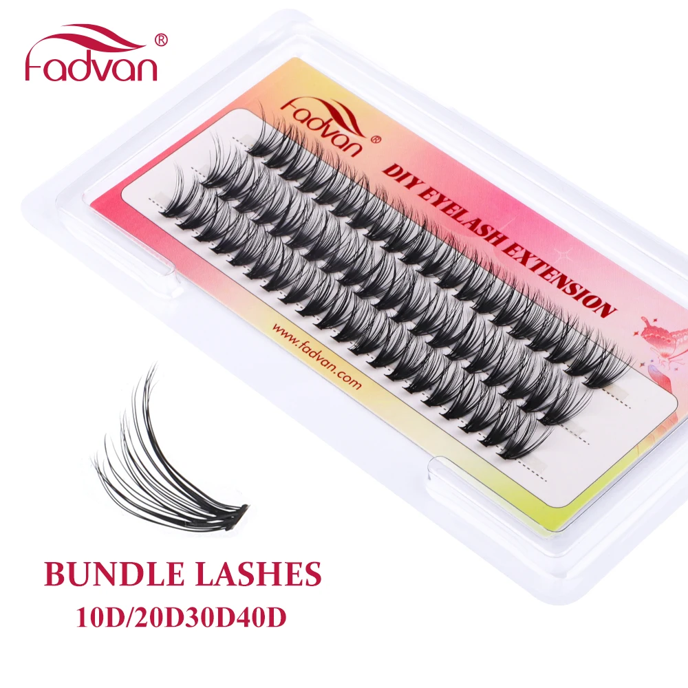 FADVAN 3 Reihen D Curl 10/20/30/40D Bundles Wärme Cluster Wimpern Verlängerung DIY Individuelle Faux Nerz Dickes Volumen Pfropfen Wimpern