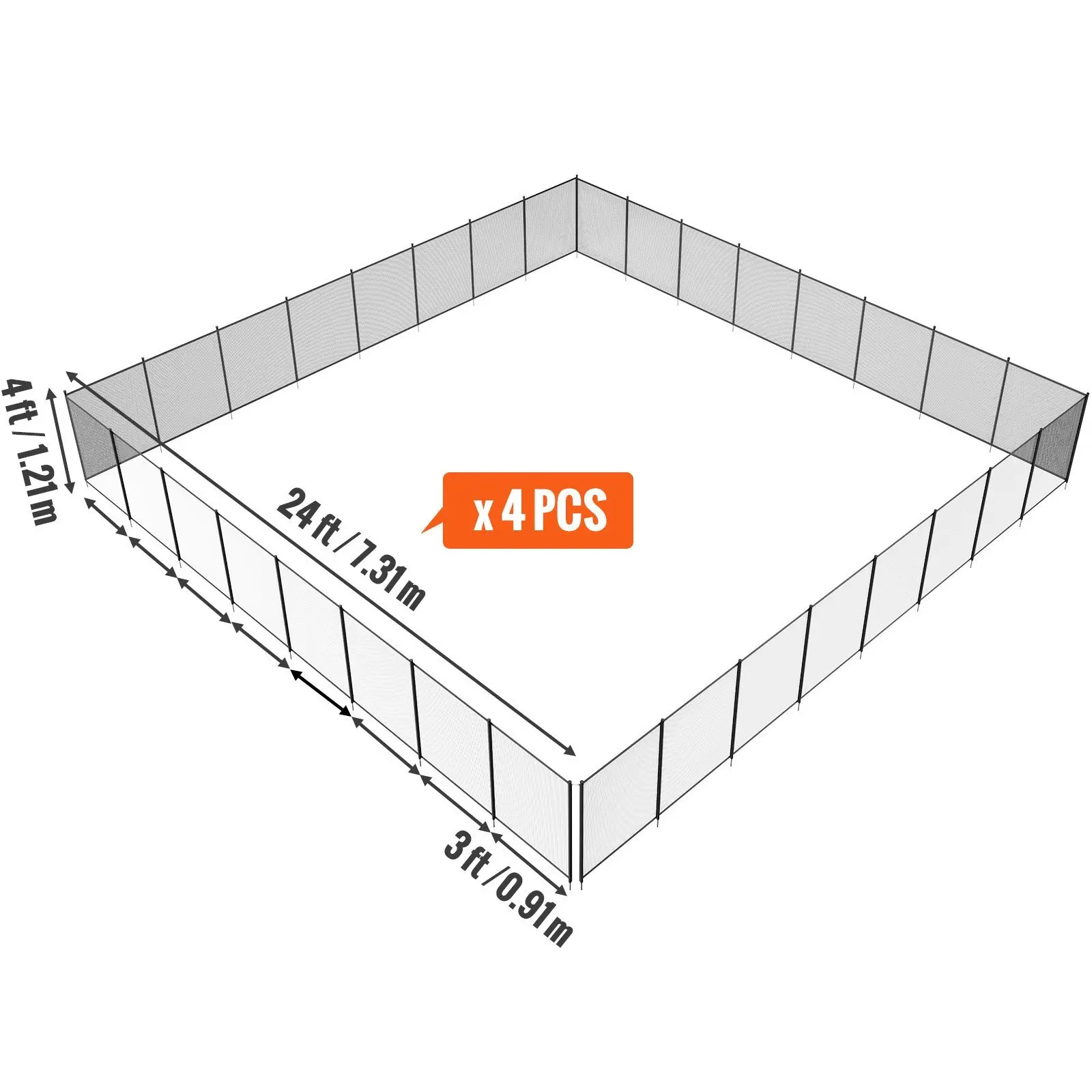 Pool Fence, 4 x 96 FT Pool Fences for Inground Pools, Removable Child Safety Pool Fencing, Easy DIY Installation Swimming Pool F