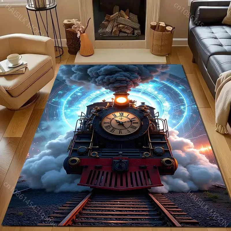 

JSL36Retro Steam Train Print Living Room Carpet Luxury Home Decor Non-slip Floor Mats for Bedroom Large Area Carpets Washabl9Ok%