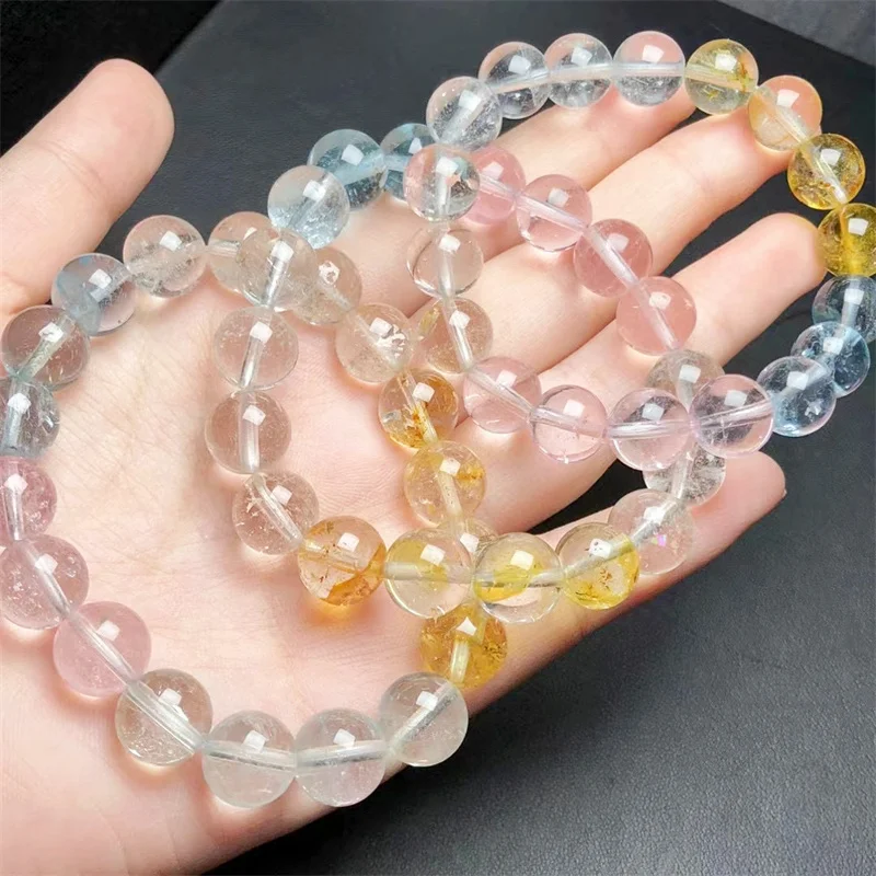 

Natural Colored Topaz Bracelet String Charms Fashion Personalized Men Women Gemstone Jewelry Lovers Gift 1pcs 11MM