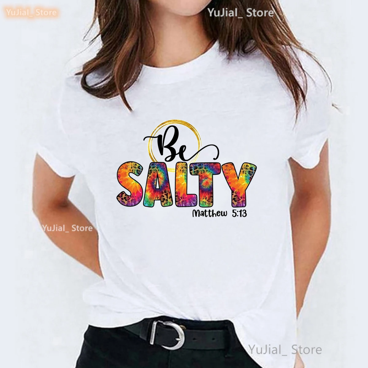 Rainbow Be Salty Tshirt Women Peace Be With You Butterfly Graphic Printed T Shirt Girls Choose Joy Just Breathe T-Shirt Femme