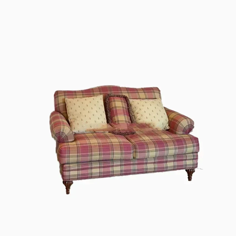 Modern Backrest Living Room Sofas Creative Retro Fabric Double Sofa Mediterranean American Pastoral Style Furniture