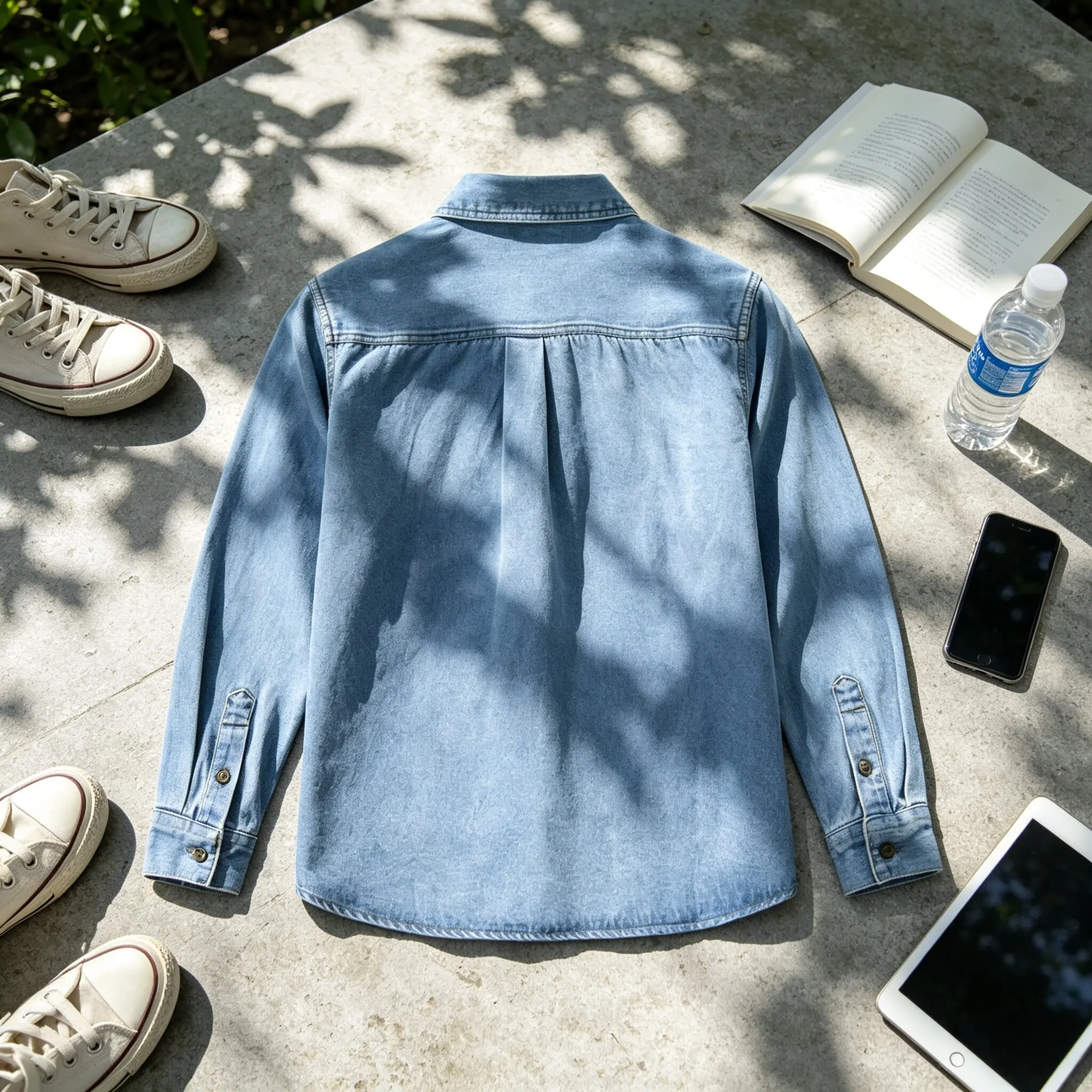 Autumn New American Retro Long Sleeve Lapel Denim Cargo Shirt Men's Amekaji 100% Cotton Washed Double Pocket Casual Thin Coat