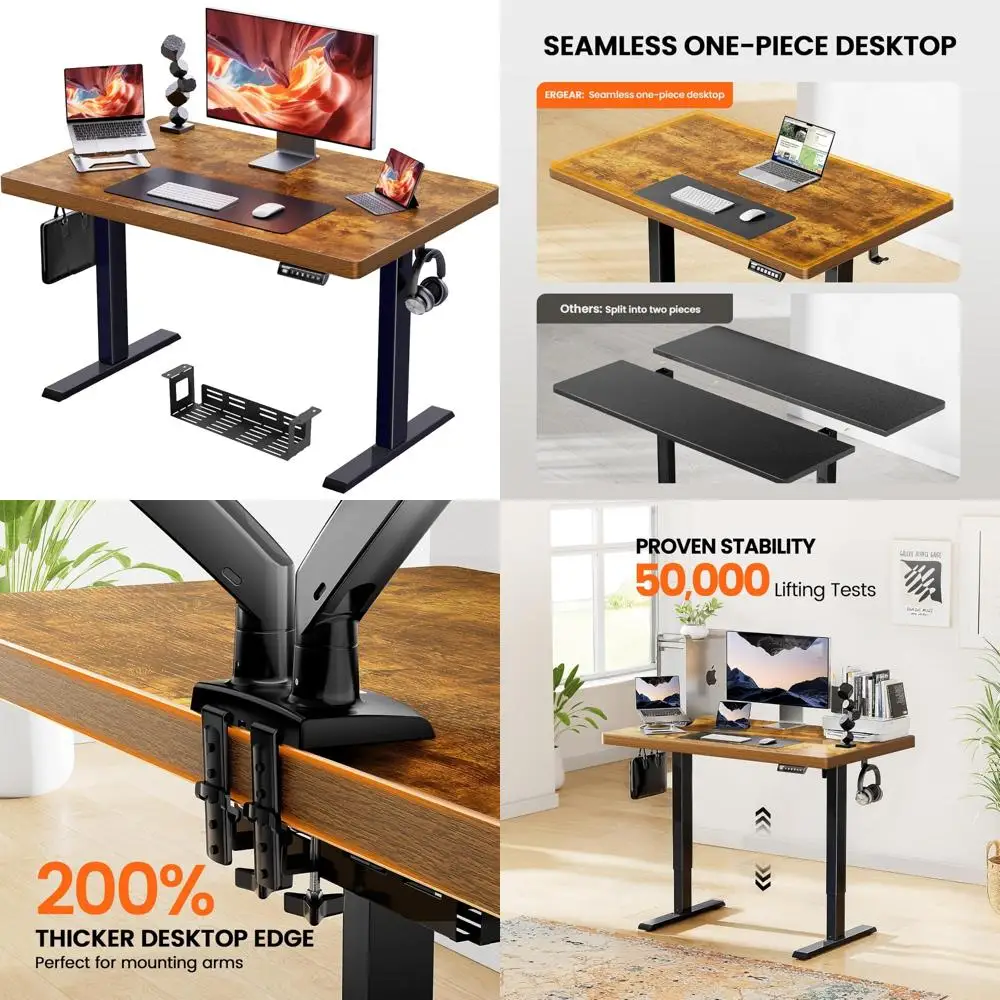 40 x 24 Inch Electric Height-Adjustable Standing Desk with 4 Memory Settings for Home Office Use