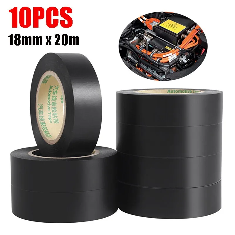 DIY Home Electrical Insulation PVC Tape Black 18 mm x 20M Bulk 10 Pack NEW