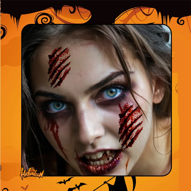 علامات مخلب الدم لعيد الهالوين ، مكياج الرعب ، وشم مؤقت ، مناسب للحفلات ، لعب الأدوار في الهالوين ، 1 * * #3