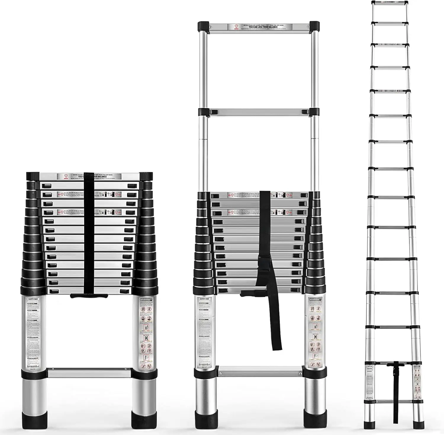 

14.5 FT Telescoping Ladders Heavy Duty Aluminum Collapsible Ladder Load Bearing 330 LBS Extension Ladders Applicable to