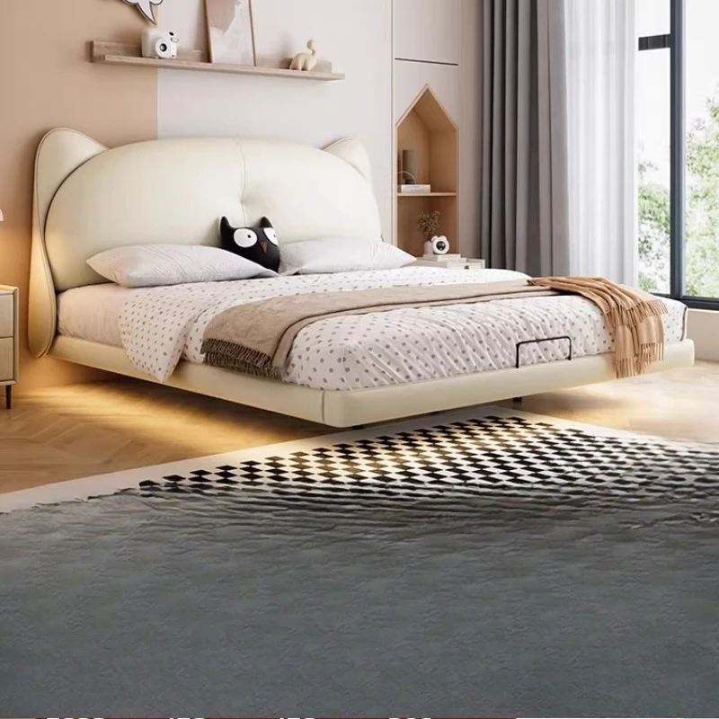 

Modern minimalist cat ear bed, leather suspension bed