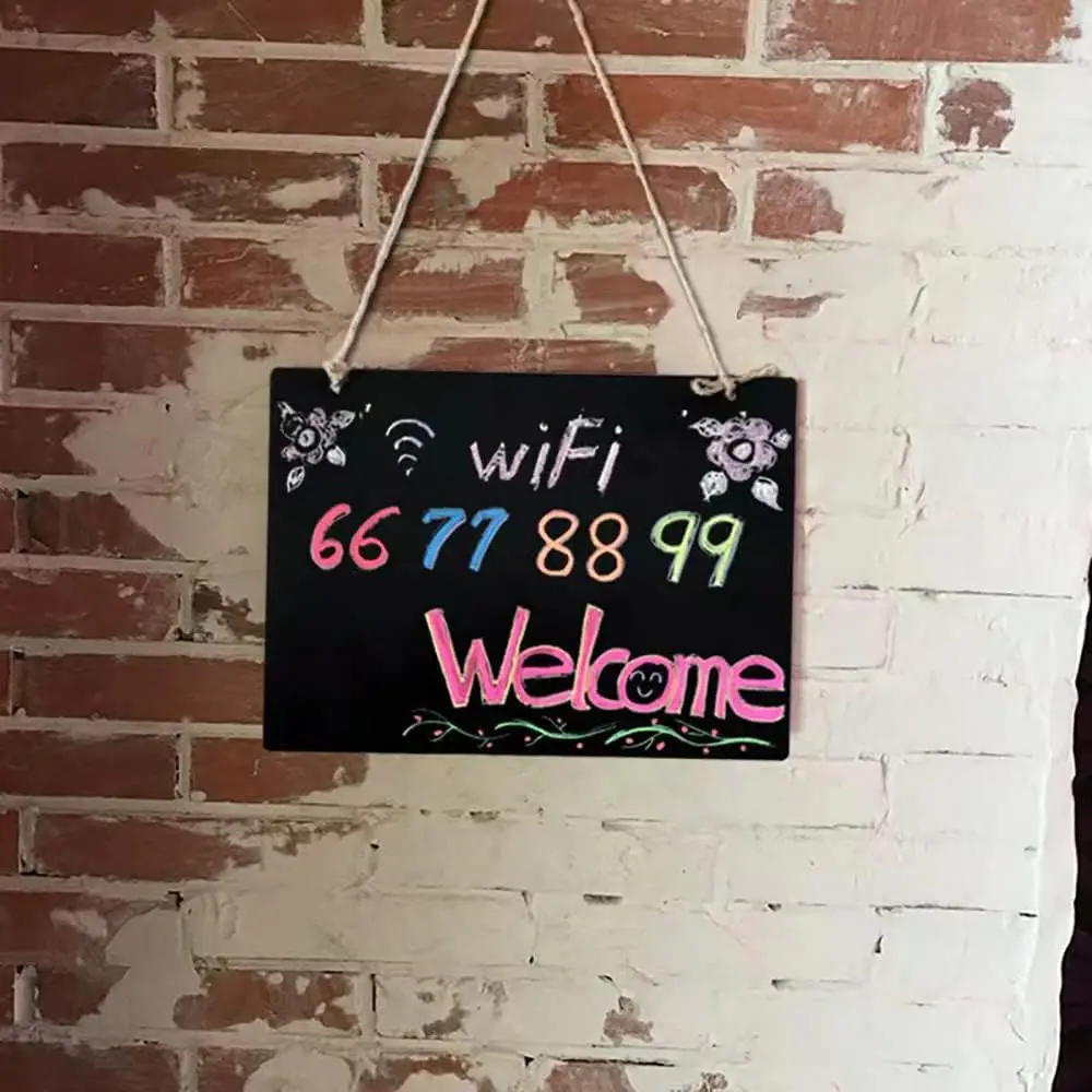 6.7x9 Inch Erasable Message Board Sign with Hanging String, Store Signs Chalkboard, Menu Chalkboard, Message Board, Bar and Spec