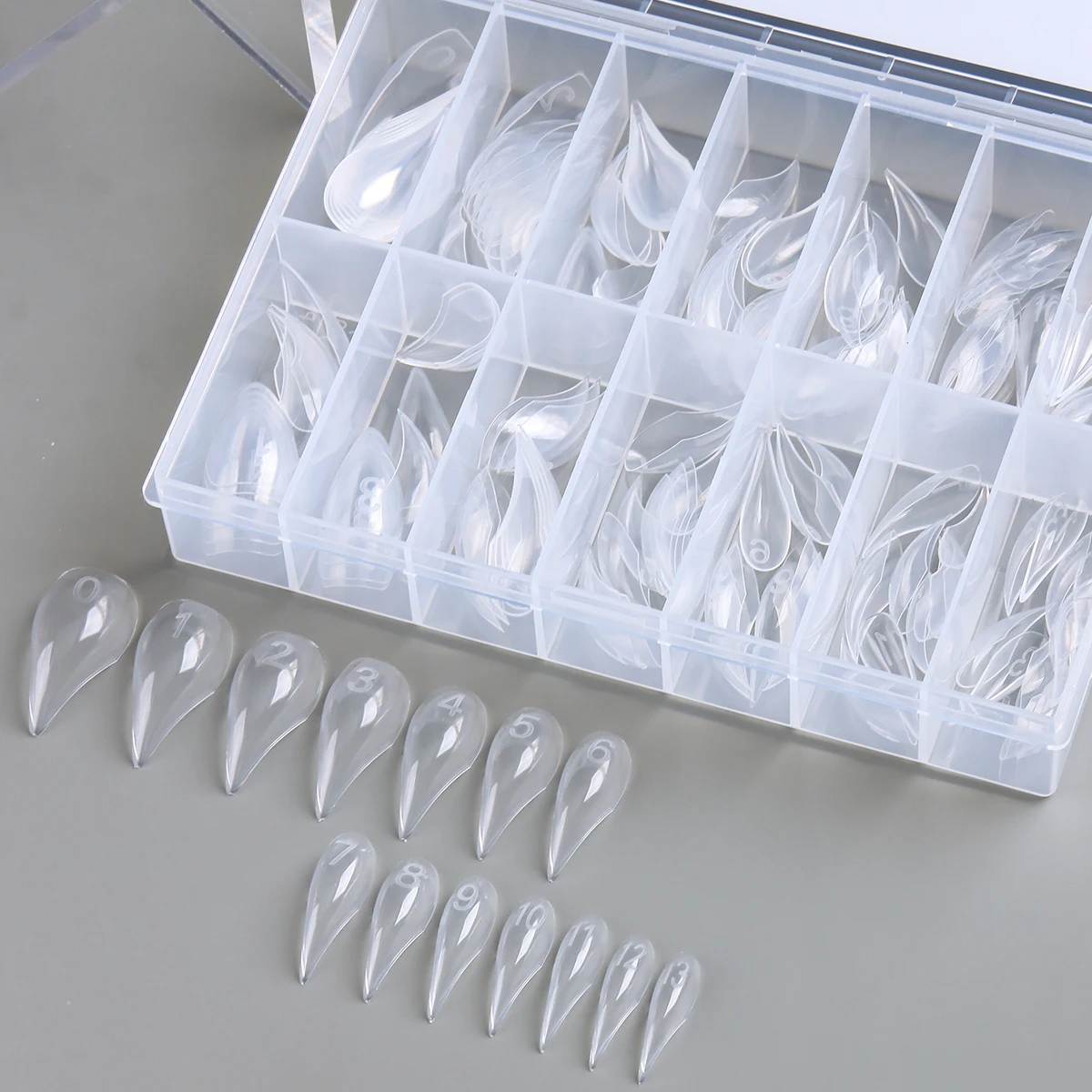 Nagel-Dualformen für Poly-Gel-Verlängerung, 3D-Klauen-Nagelform, Katzenklauen-Hawk-Curve, wiederverwendbare, vollflächige Nagelform, 140 Stück, 14 – Detail 11