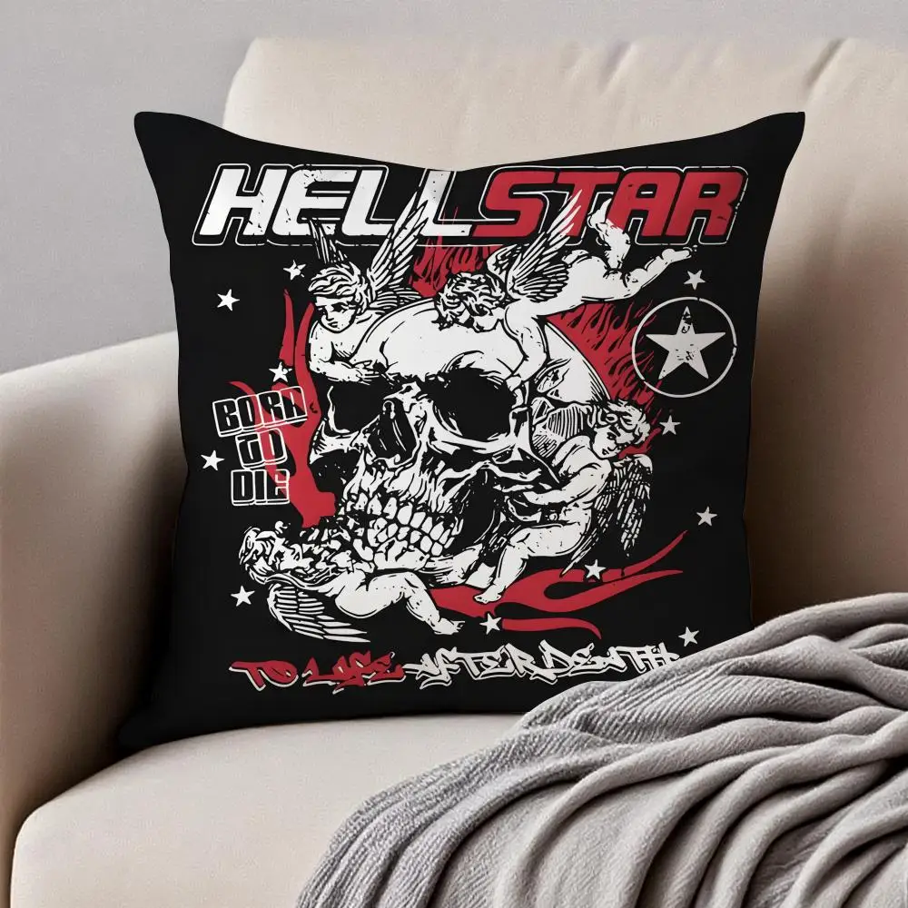 Gothic Fashion Brand Hellstar Cushion Cover Pillowcase Anti-dustmite Invisible Zipper Short Plush Sofa Cushion view 3
