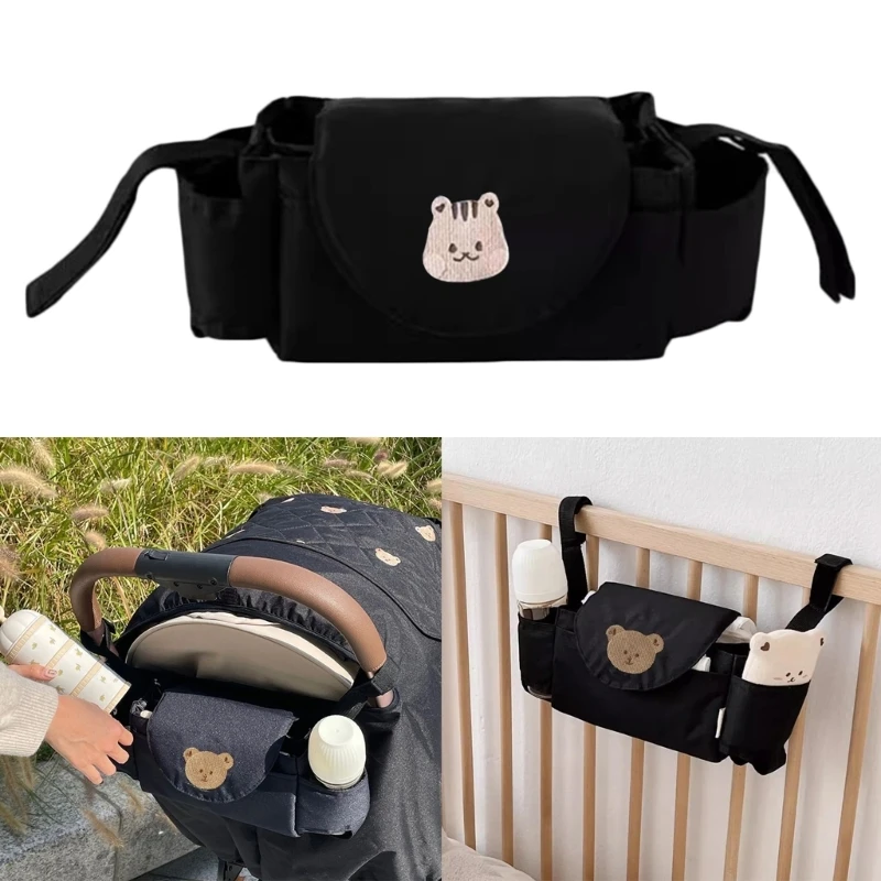 Outdoor Stroller Storage Holder Diaper Bag Hanging Bag Organizers Cartoon Bear/Squirrel Pattern Carriage Bag Mummy Bag