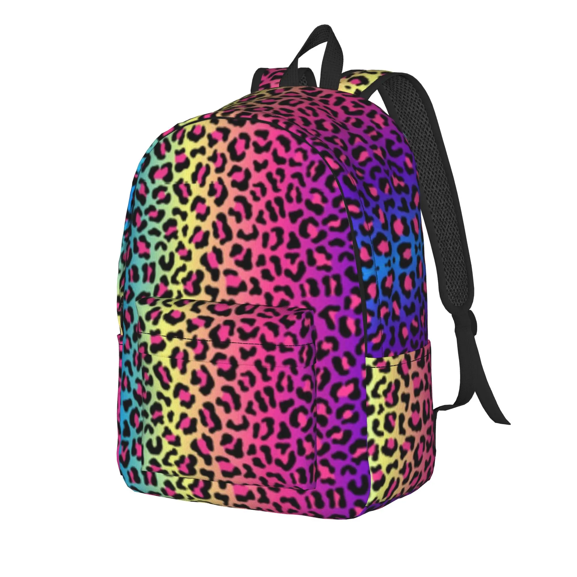 LGBT Rainbow Leopard Fashion Backpack Outdoor Student Hiking Travel  Daypack for Men Women Laptop Computer Canvas Bags