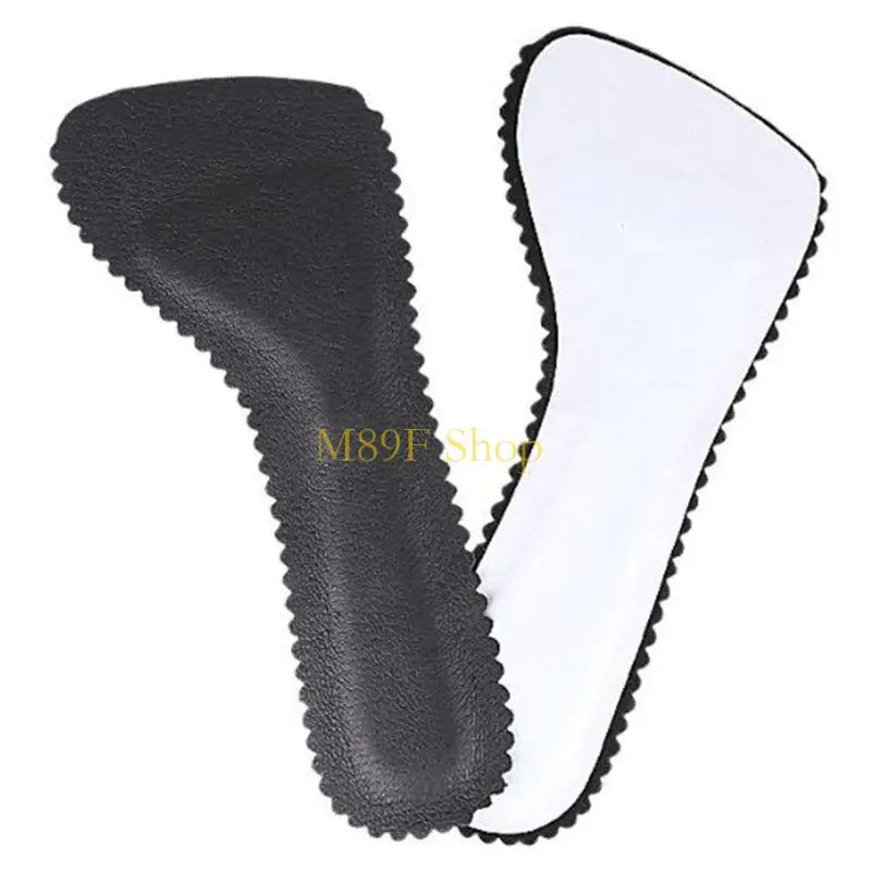 M89F 1 Pair Women Anti-Slip Sweat Absorbent Shoe Insoles Faux Leather 3/4 Massage Adhesive Cushion Inserts for High